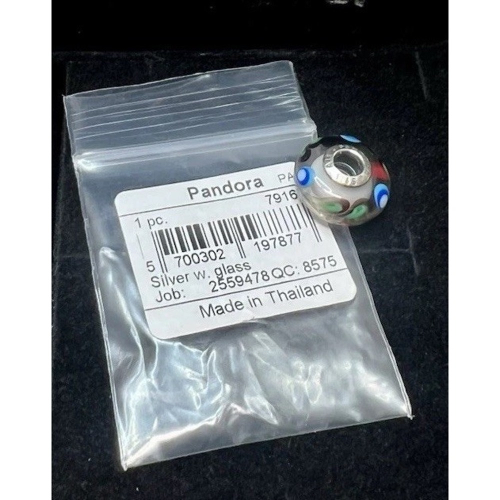 Authentic Pandora Sterling Silver Folklore Murano Glass Bead #791614 - Retired
